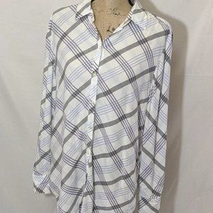 Loft Button Up Purple and White Long Sleeve Shirt Medium